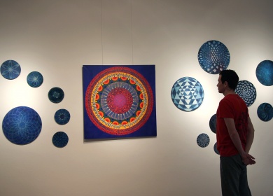 Mandala Harmonii Czakr, 2017, 100x100cm, akryl na płótnie.